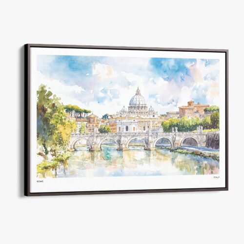 01 - 00 - Framed Rome Vitrus Capitol Watercolor - Horizontal Canvas Print - Main.jpg