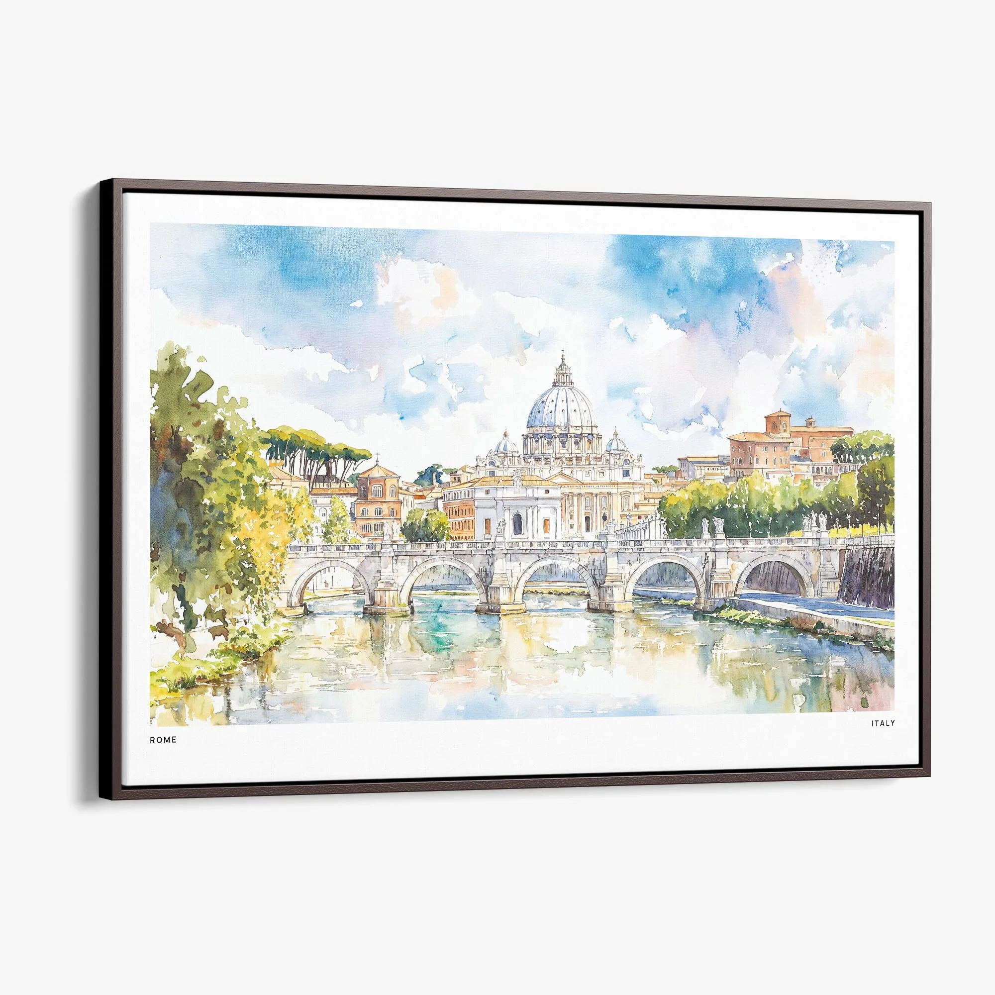St. Peter's Basilica Watercolor Canvas Print – Rome Italy Wall Art