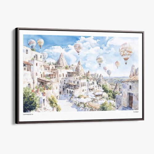01 - 00 - Framed Turkey Cappadocia Watercolor - Horizontal Canvas Print - Main.jpg