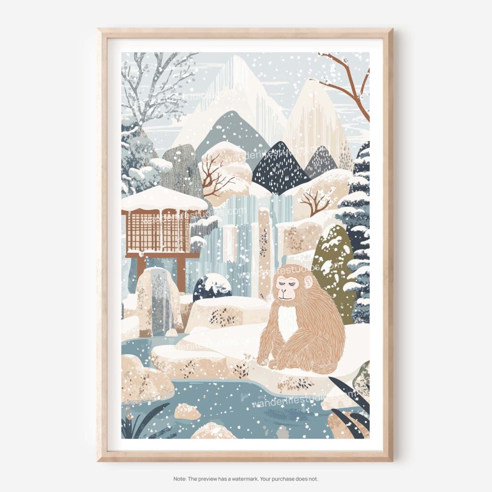 01 - 01 - Japanese Macaque in Outdoor Onsen Winter Landscape Illustration Art - Digital Download - Main.jpg 01 - 01 - Japanese Macaque in Outdoor Onsen Winter Landscape Illustration Art - Digital Download - Main.jpg