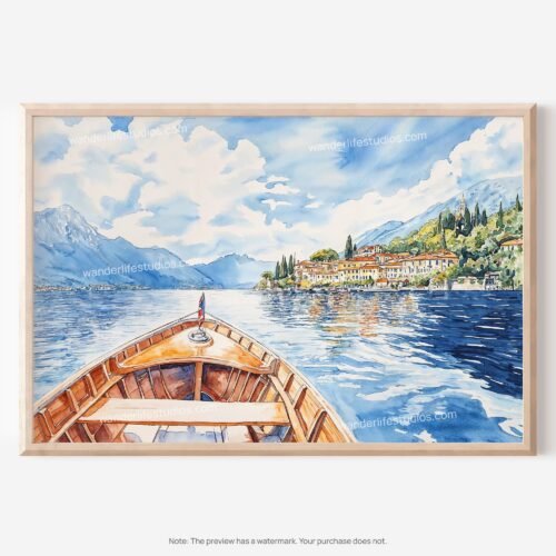 01 - 01 - Lake Como Watercolor - Horizontal Art - Digital Download - Main.jpg