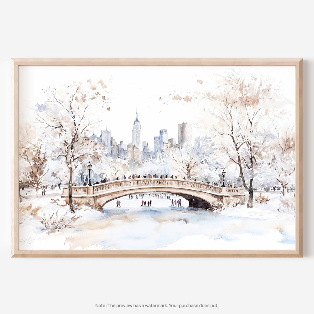 01 - 01 - New York Central Park in Winter Watercolor - Horizontal Art - Digital Download - Main.jpg 01 - 01 - New York Central Park in Winter Watercolor - Horizontal Art - Digital Download - Main.jpg