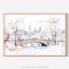 01 - 01 - New York Central Park in Winter Watercolor - Horizontal Art - Digital Download - Main.jpg