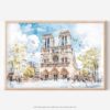 01 - 01 - Notre Dame Watercolor - Horizontal Art - Digital Download - Main.jpg
