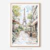 01 - 01 - Paris Cafe street scene with eiffel tower Watercolor@2x Art - Digital Download - Main.jpg