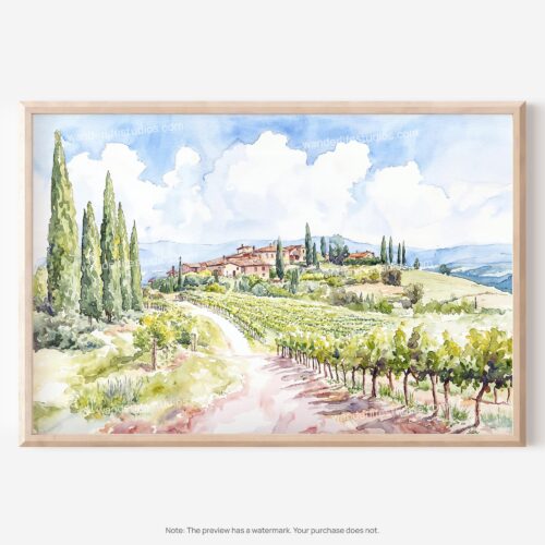 01 - 01 - Tuscany Watercolor - Horizontal Art - Digital Download - Main.jpg