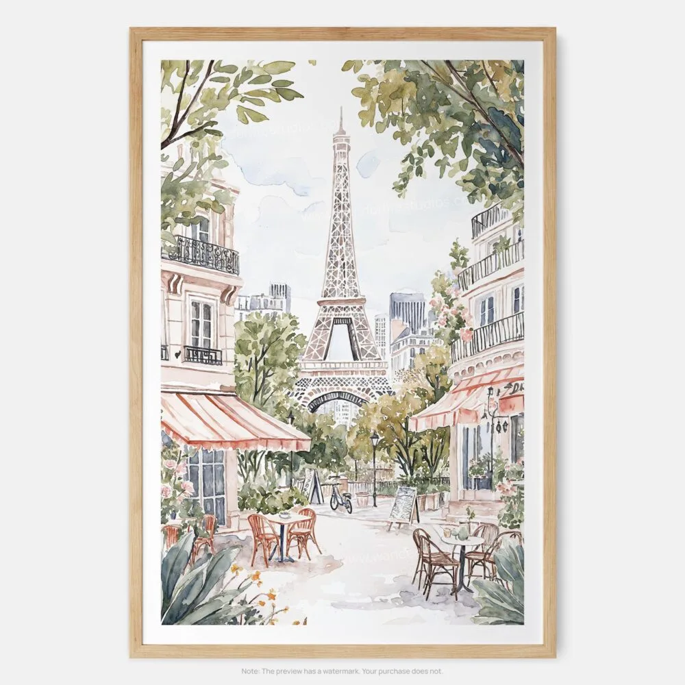01 - Cozy Paris Cafe Streetscene with Eiffel Tower Watercolor@2x Art Print - Main - Vertical.jpg 01 - Cozy Paris Cafe Streetscene with Eiffel Tower Watercolor@2x Art Print - Main - Vertical.jpg