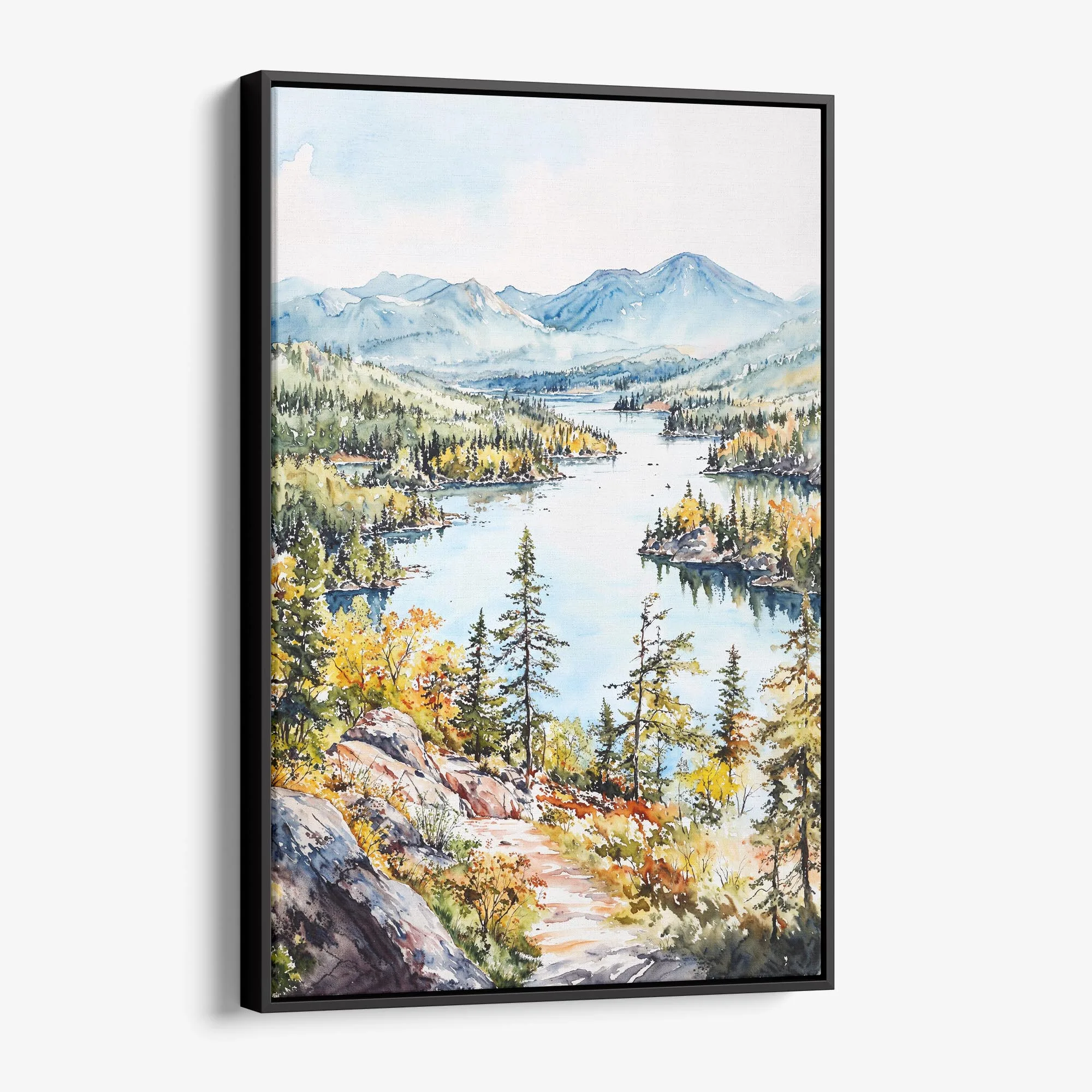 Adirondack Mountains Canvas Print – Watercolor Landscape Wall Art