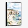 01 - Framed Algarve Beach Watercolor Canvas Print - Vertical - Main.jpg