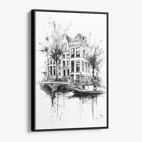 01 - Framed Amsterdam - Pencil Drawing - 1 Canvas Print - Vertical - Main.jpg