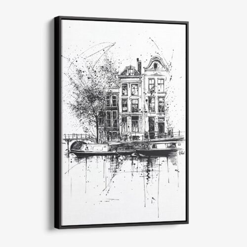 01 - Framed Amsterdam - Pencil Drawing - 3 Canvas Print - Vertical - Main.jpg