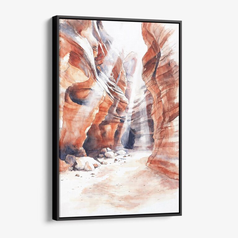 01 - Framed Antelope Canyon Watercolor Canvas Print - Vertical - Main.jpg