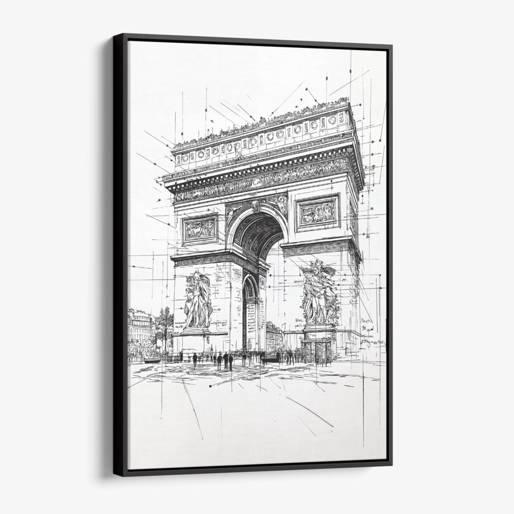 01 - Framed Arc De Triomphe - Pencil Drawing Canvas Print - Vertical - Main.jpg 01 - Framed Arc De Triomphe - Pencil Drawing Canvas Print - Vertical - Main.jpg