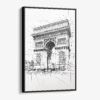 01 - Framed Arc De Triomphe - Pencil Drawing Canvas Print - Vertical - Main.jpg