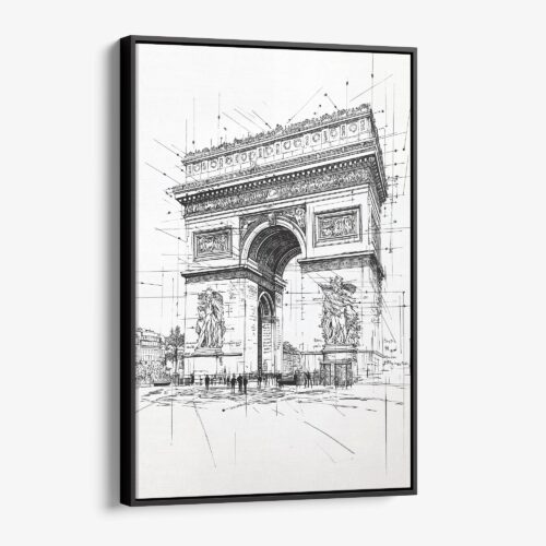 01 - Framed Arc De Triomphe - Pencil Drawing Canvas Print - Vertical - Main.jpg