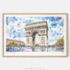 01 - Framed Arc De Triomphe Watercolor - Horizontal Art Print - Main.jpg