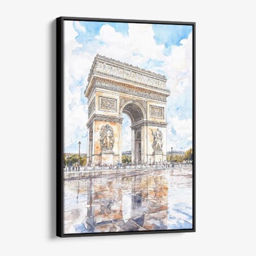 01 - Framed Arc De Triomphe watercolor Canvas Print - Vertical - Main.jpg