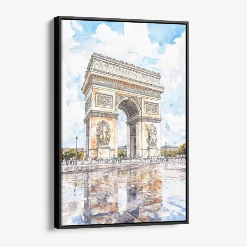 01 - Framed Arc De Triomphe watercolor Canvas Print - Vertical - Main.jpg