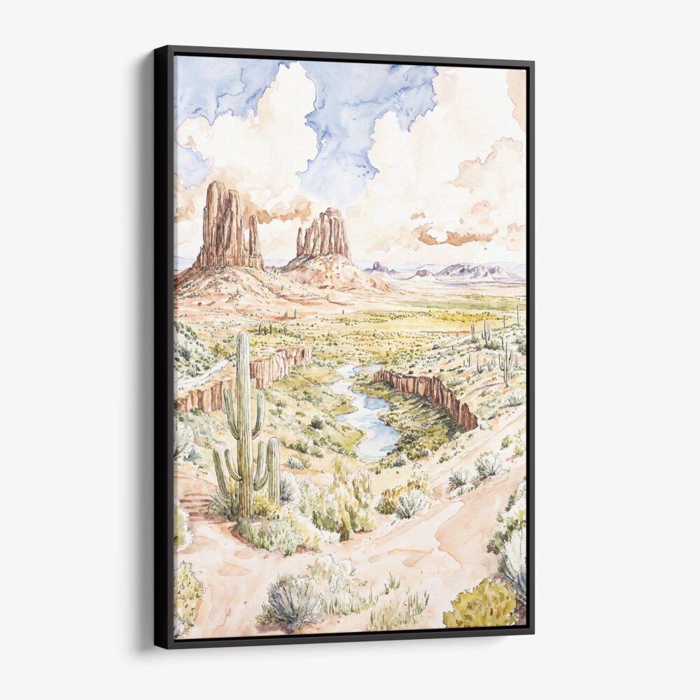 01 - Framed Arizona Watercolor Canvas Print - Vertical - Main.jpg