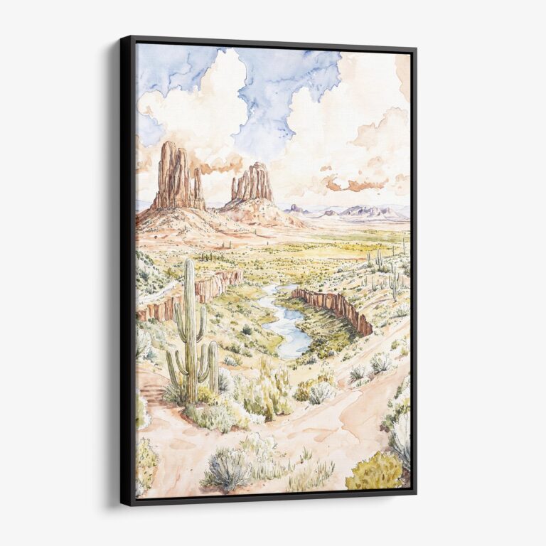 01 - Framed Arizona Watercolor Canvas Print - Vertical - Main.jpg