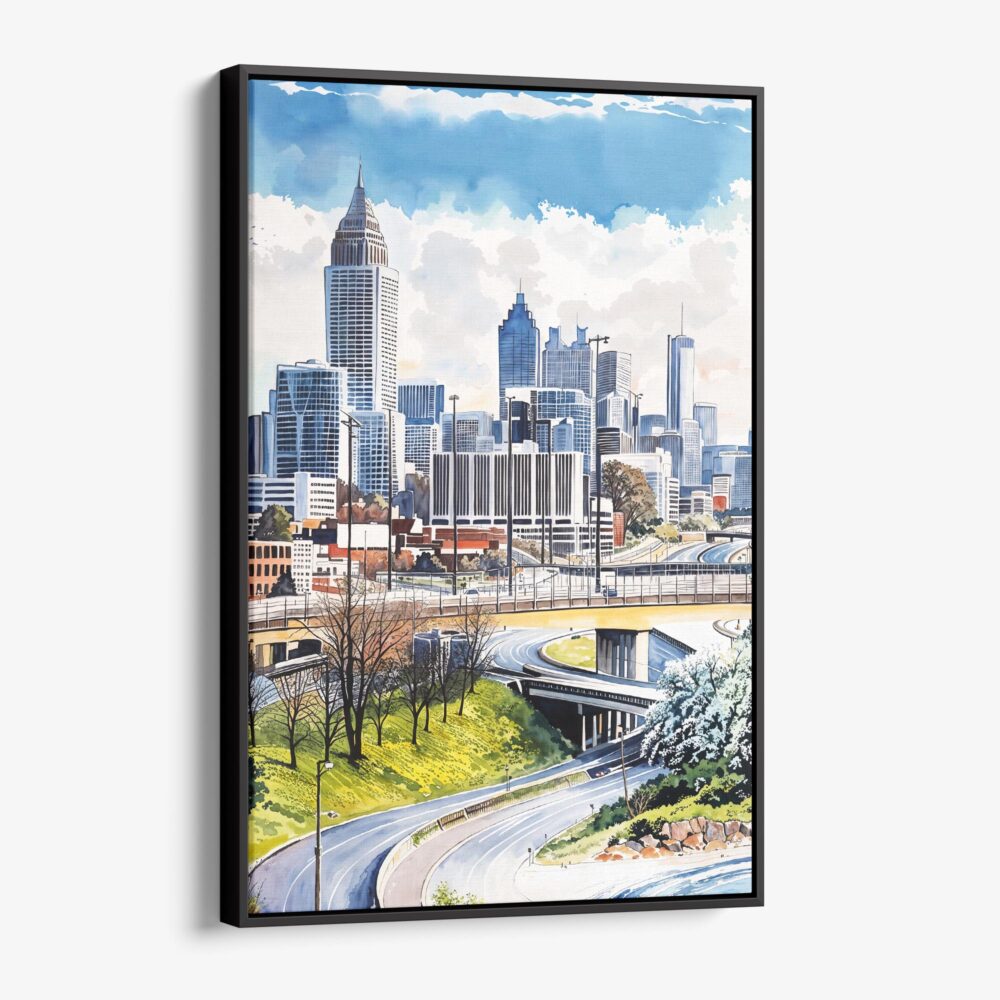 01 - Framed Atlanta Skyline Watercolor Canvas Print - Vertical - Main.jpg 01 - Framed Atlanta Skyline Watercolor Canvas Print - Vertical - Main.jpg