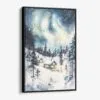 01 - Framed Aurora Lapland Finland Watercolor Canvas Print - Vertical - Main.jpg