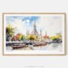 01 - Framed Bangkok Wat Arun Temple of Dawn Watercolor - Horizontal Art Print - Main.jpg