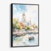 01 - Framed Bangkok Wat Arun Watercolor Canvas Print - Vertical - Main.jpg