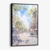 01 - Framed Barcelona Las Ramblas Watercolor Canvas Print - Vertical - Main.jpg