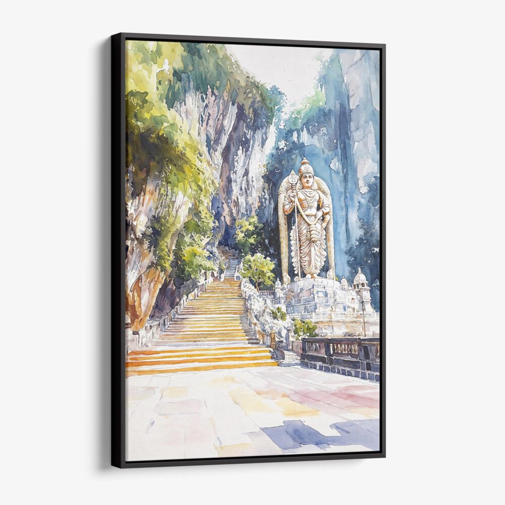 01 - Framed Batu Caves Watercolor Canvas Print - Vertical - Main.jpg 01 - Framed Batu Caves Watercolor Canvas Print - Vertical - Main.jpg