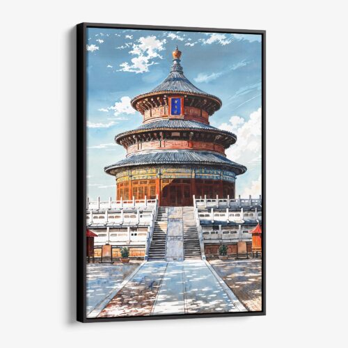 01 - Framed Beijing Forbidden City Watercolor Canvas Print - Vertical - Main.jpg