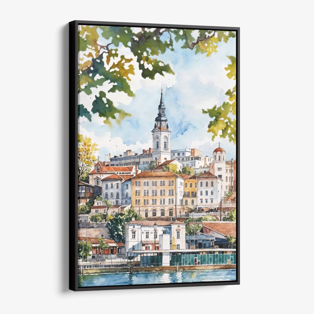 01 - Framed Belgrade Watercolor Canvas Print - Vertical - Main.jpg 01 - Framed Belgrade Watercolor Canvas Print - Vertical - Main.jpg