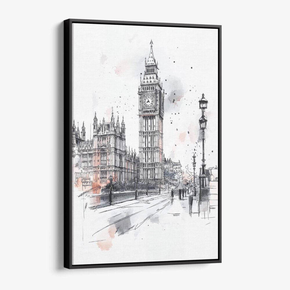 01 - Framed Big Ben - Pencil drawing Canvas Print - Vertical - Main.jpg