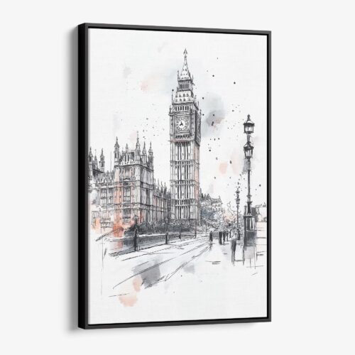 01 - Framed Big Ben - Pencil drawing Canvas Print - Vertical - Main.jpg