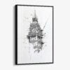 01 - Framed Big Ben - close up - Pencil drawing Canvas Print - Vertical - Main.jpg