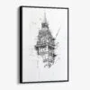 01 - Framed Big Ben - close up - Pencil drawing Canvas Print - Vertical - Main.jpg