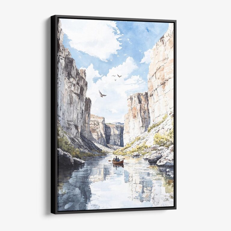 01 - Framed Big Bend National Park Watercolor Canvas Print - Vertical - Main.jpg
