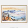 01 - Framed Blue Ridge Mountains Watercolor - Horizontal Art Print - Main.jpg