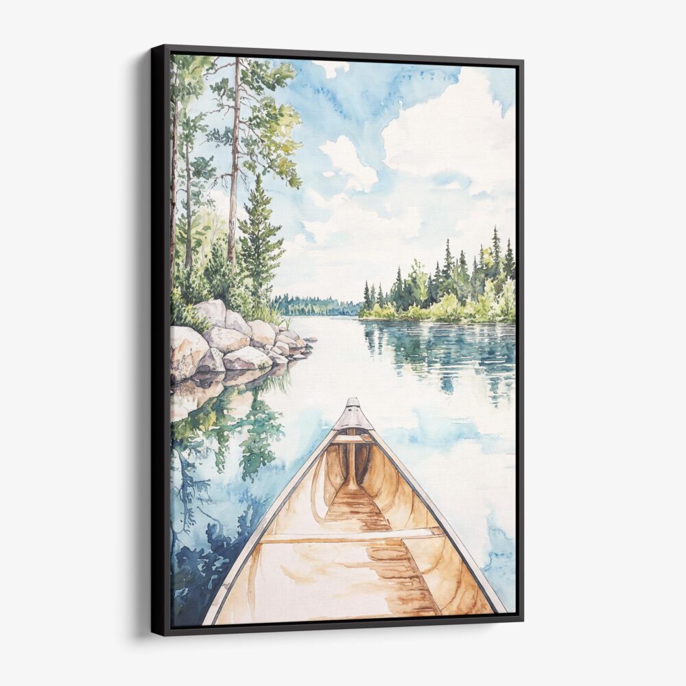 01 - Framed Boundary Waters Minnesota Watercolor Canvas Print - Vertical - Main.jpg 01 - Framed Boundary Waters Minnesota Watercolor Canvas Print - Vertical - Main.jpg