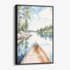 01 - Framed Boundary Waters Minnesota Watercolor Canvas Print - Vertical - Main.jpg