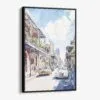01 - Framed Bourbon Street New Orleans Watercolor Canvas Print - Vertical - Main.jpg