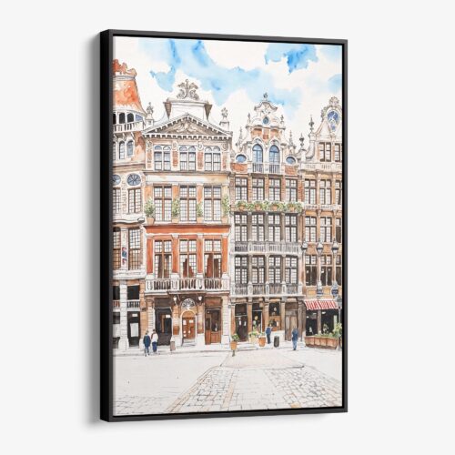 01 - Framed Brussels Watercolor Canvas Print - Vertical - Main.jpg