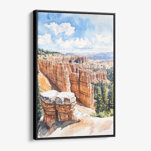 01 - Framed Bryce Canyon Watercolor Canvas Print - Vertical - Main.jpg