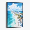 01 - Framed Cancun Mexico Watercolor Canvas Print - Vertical - Main.jpg