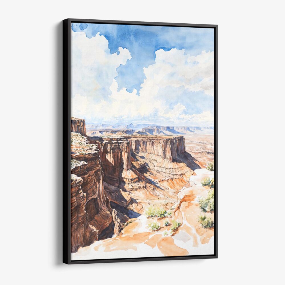 01 - Framed Canyonlands National Park Watercolor Canvas Print - Vertical - Main.jpg