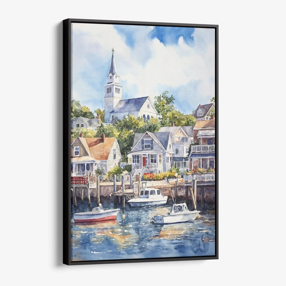 01 - Framed Cape Cod Watercolor Canvas Print - Vertical - Main.jpg