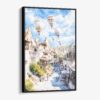 01 - Framed Cappadocia Turkey Watercolor Canvas Print - Vertical - Main.jpg