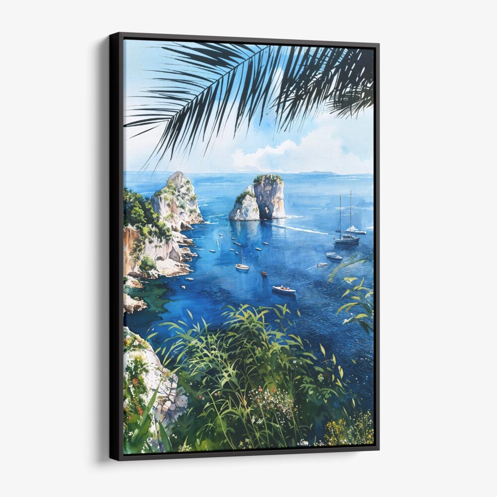 01 - Framed Capri Italy Watercolor Canvas Print - Vertical - Main.jpg 01 - Framed Capri Italy Watercolor Canvas Print - Vertical - Main.jpg