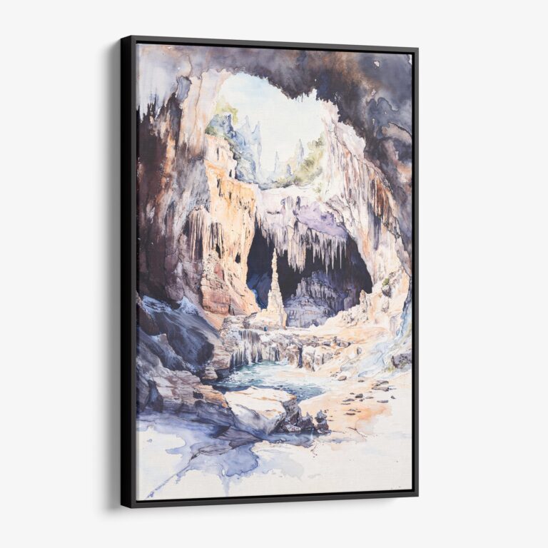 01 - Framed Carlsbad Caverns National Park Watercolor Canvas Print - Vertical - Main.jpg