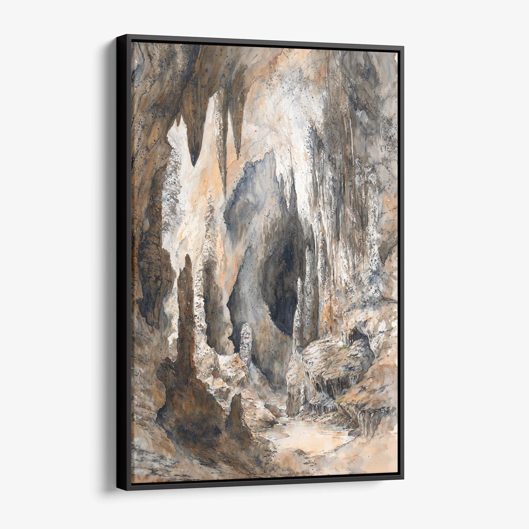 Carlsbad Caverns Watercolor Canvas Print – Stunning Cave Landscape Art